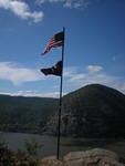 Flags can be seen from road.